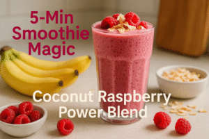 5-Min Coconut Raspberry Power Smoothie